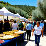 **

"A bustling rural tourism fair in Andalusia, Spain.  Small business owners showcase local products like olive oil, jamón, and handmade crafts at wooden stalls.  Attendees are diverse, families are interacting with vendors, children are laughing.  Background: Rolling hills of olive groves under a bright, sunny sky.  Safe for work, appropriate content, fully clothed attendees in casual, modern clothing. Professional trade show photography, high resolution, realistic."

**