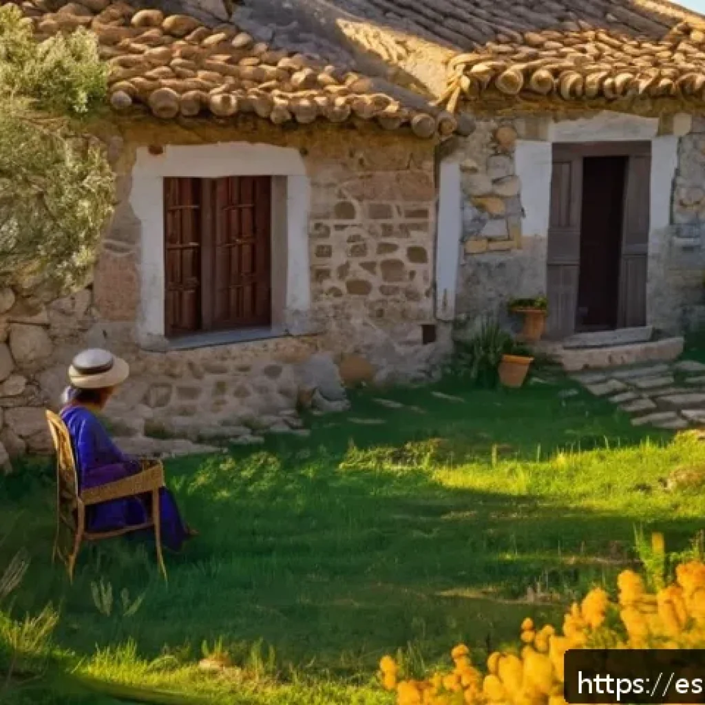 농촌관광기획사 취업 후 경력 관리 - A warm and inviting rural tourism scene in a Spanish countryside village during golden hour, featuri...